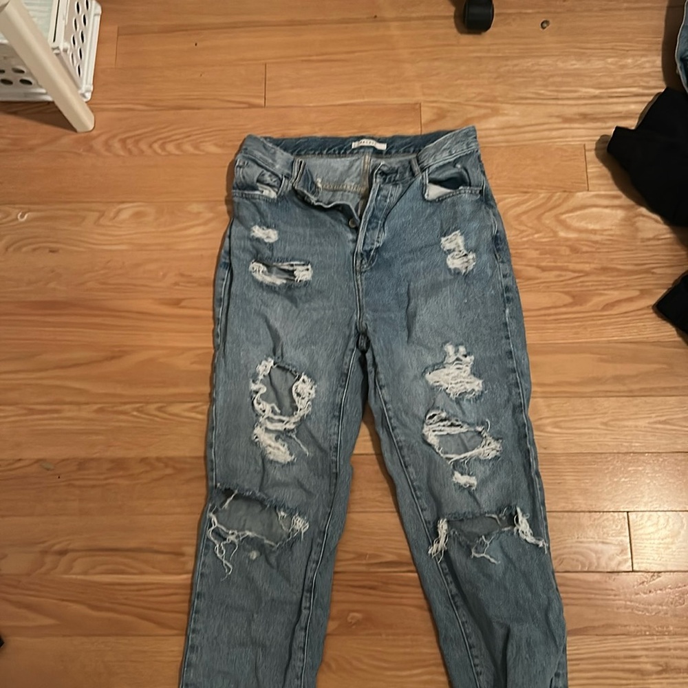 High rise light wash jeans